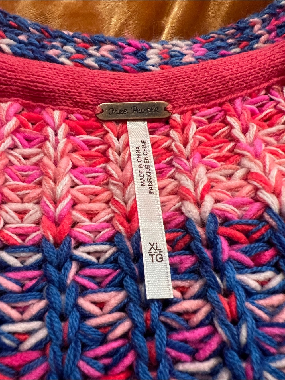 Free People Multicolor Knit Cardigan - Pink, Orange, Blue, Purple - Picture 4 of 4